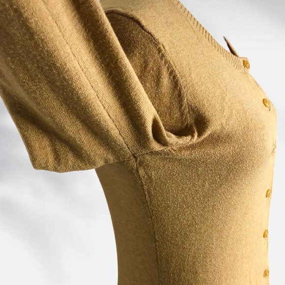 Gap Mustard Yellow Crew Neck Button up Cotton Blend Cardigan | XS - Picture 8 of 11